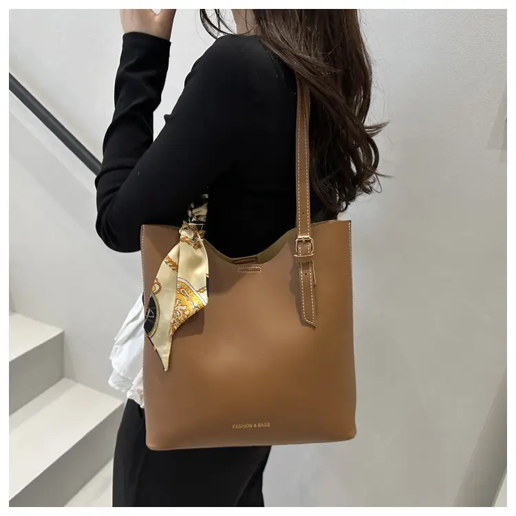 Elegant Brown Shoulder Bag for Women with Silk Bow — feature 17