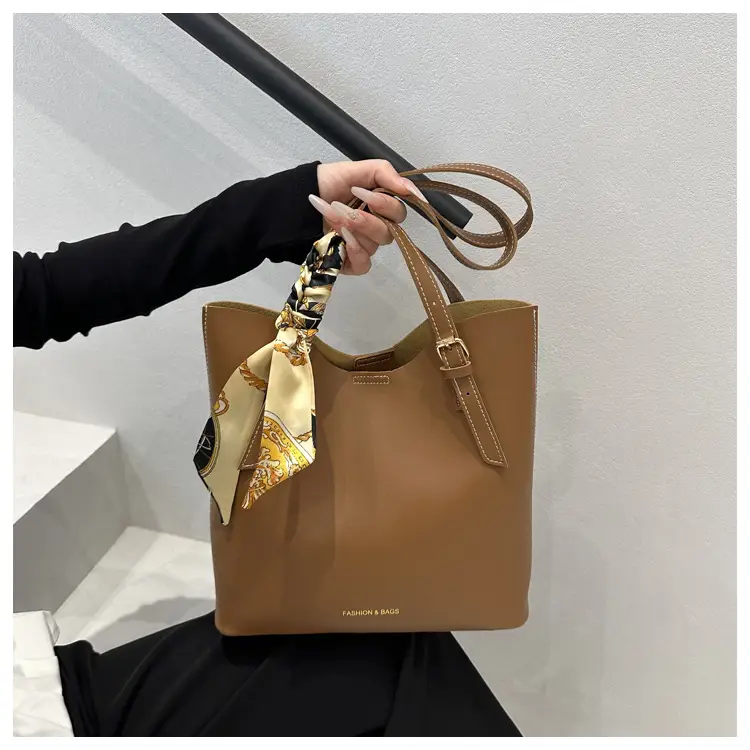 Elegant Brown Shoulder Bag for Women with Silk Bow — feature 18