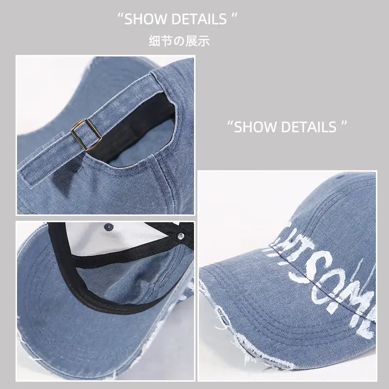 American Retro Washed Hole Cap Women Wide Brim Big Head - Image 10