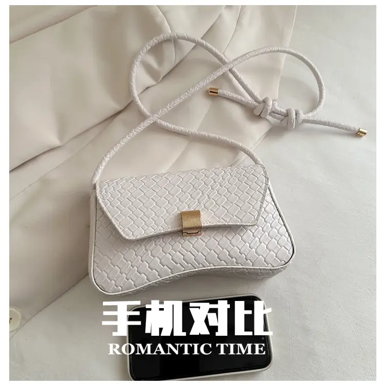 White Croc Embroidered Women's Lock Commuter Bag — feature 5