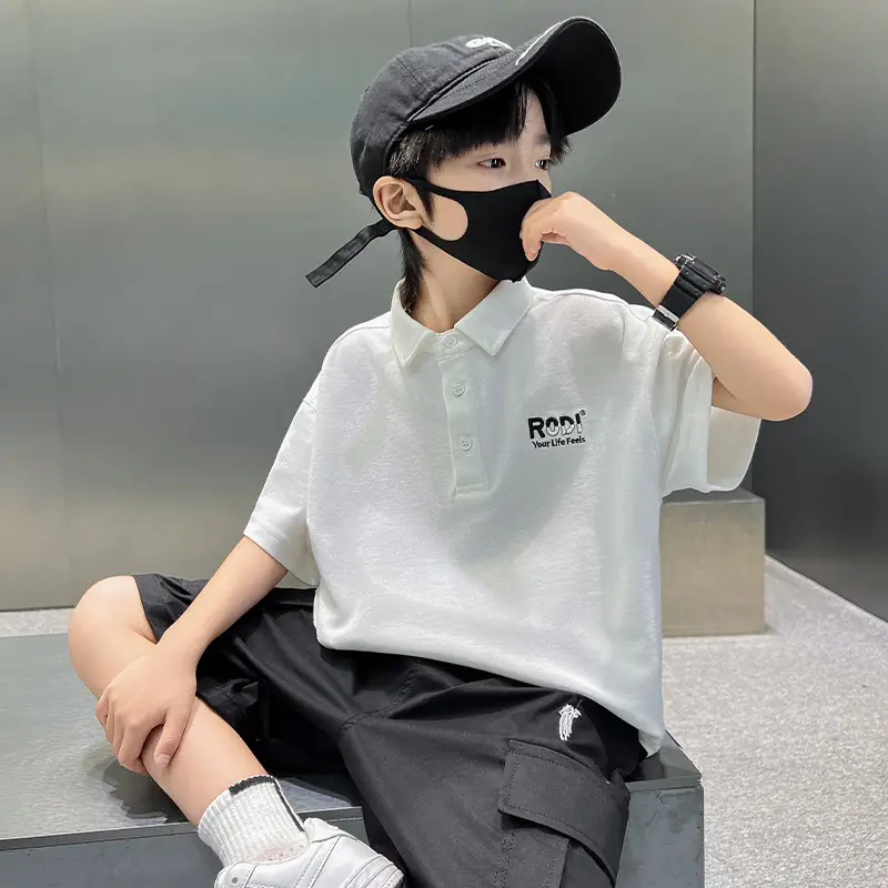 Boys Polo Shirt Black Short Sleeve Summer 2026 Large - Image 3