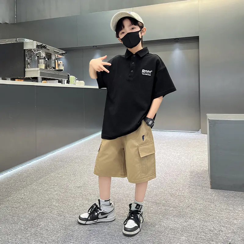 Boys Polo Shirt Black Short Sleeve Summer 2026 Large - Image 4