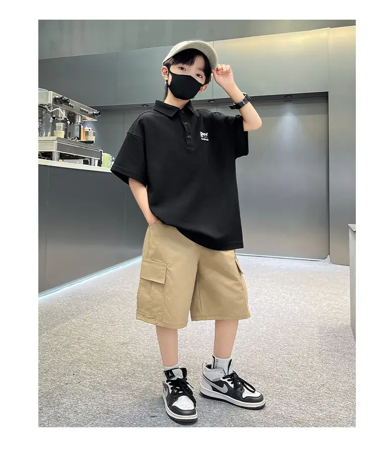 Boys Polo Shirt Black Short Sleeve Summer 2026 Large — feature 14