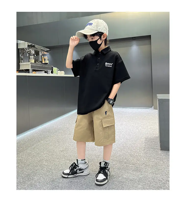 Boys Polo Shirt Black Short Sleeve Summer 2026 Large — feature 16