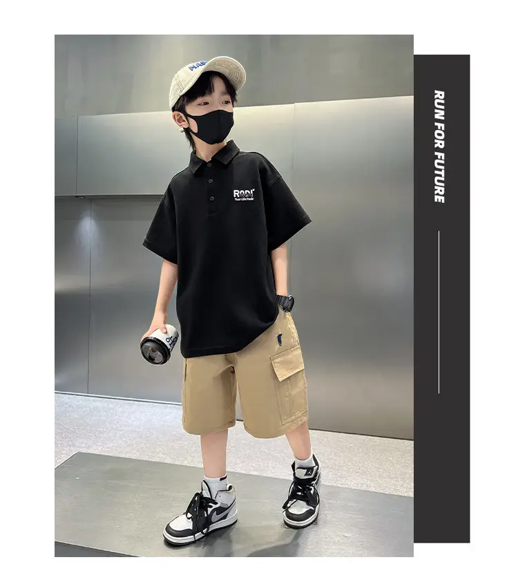 Boys Polo Shirt Black Short Sleeve Summer 2026 Large — feature 17