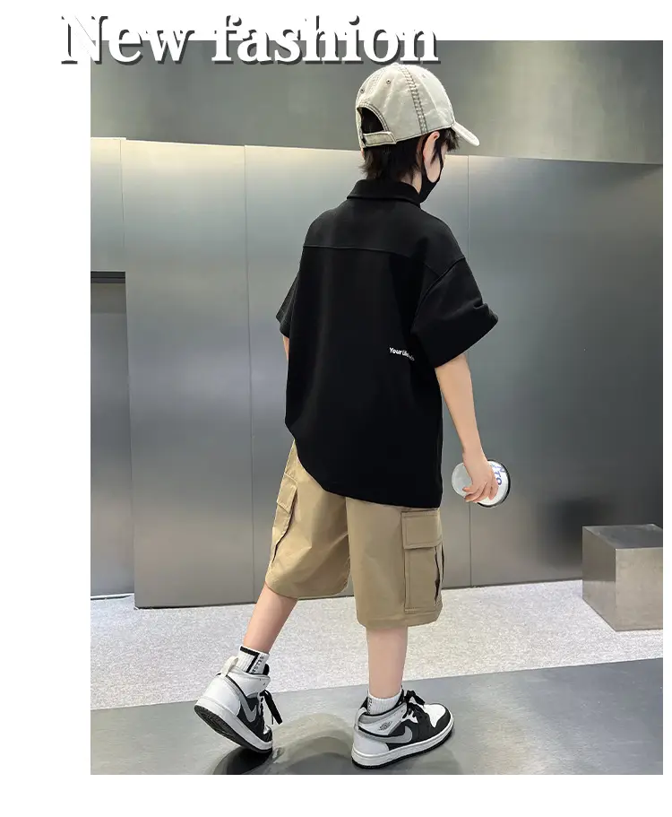 Boys Polo Shirt Black Short Sleeve Summer 2026 Large — feature 19