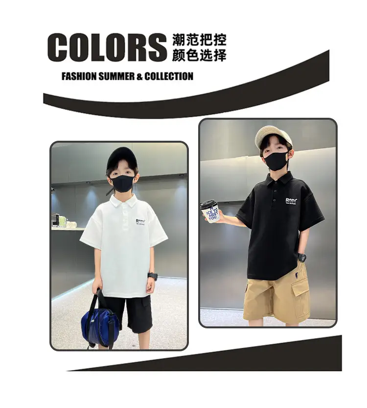 Boys Polo Shirt Black Short Sleeve Summer 2026 Large — feature 7
