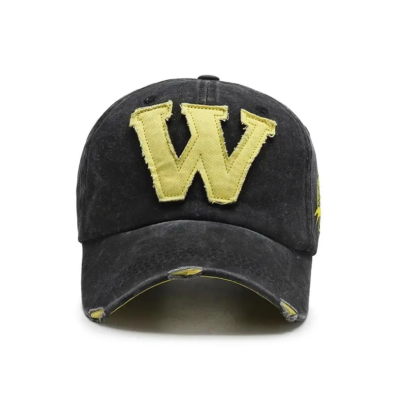 W Letter Baseball Cap Black Yellow Hot Summer - Image 9