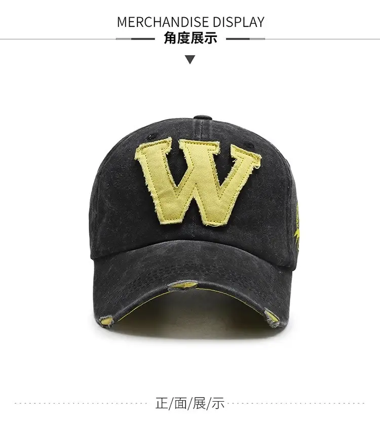 W Letter Baseball Cap Black Yellow Hot Summer — feature 10