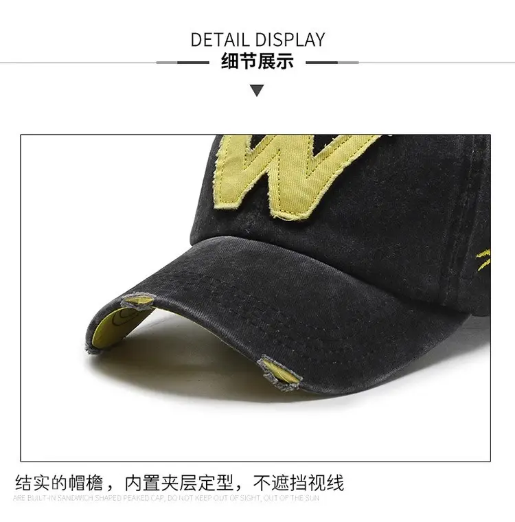 W Letter Baseball Cap Black Yellow Hot Summer — feature 16