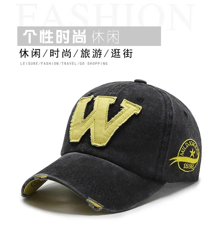 W Letter Baseball Cap Black Yellow Hot Summer — feature 6