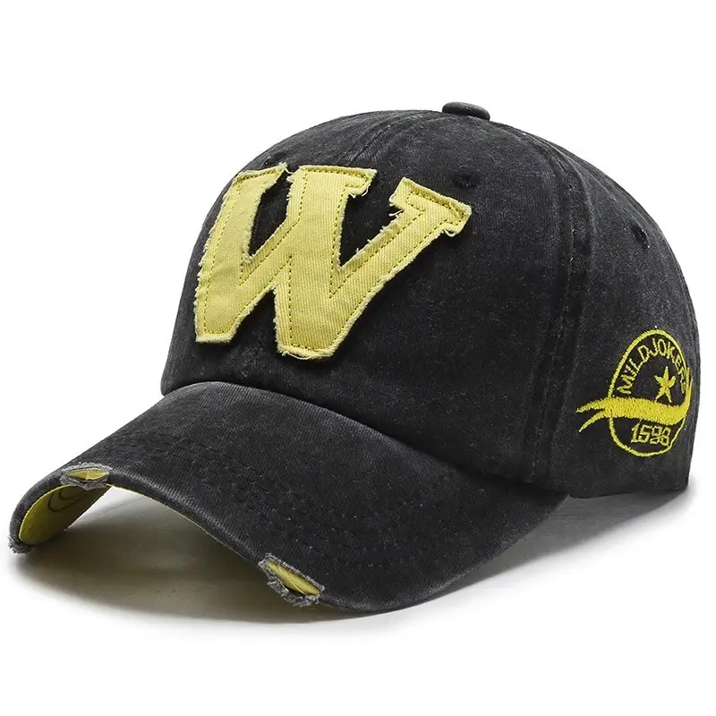 W Letter Baseball Cap Black Yellow Hot Summer - Image 3