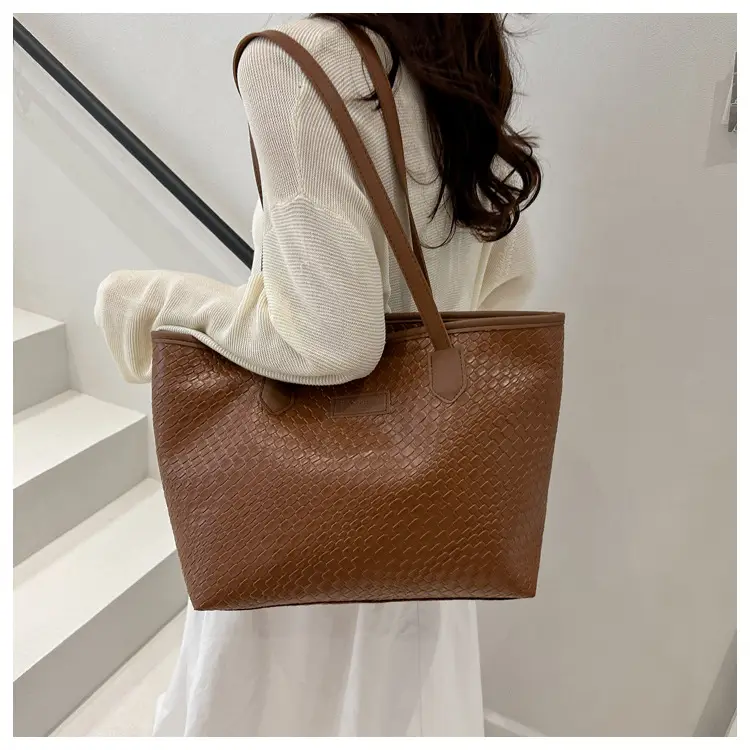 Black Woven Women's Large Tote Bag — feature 10