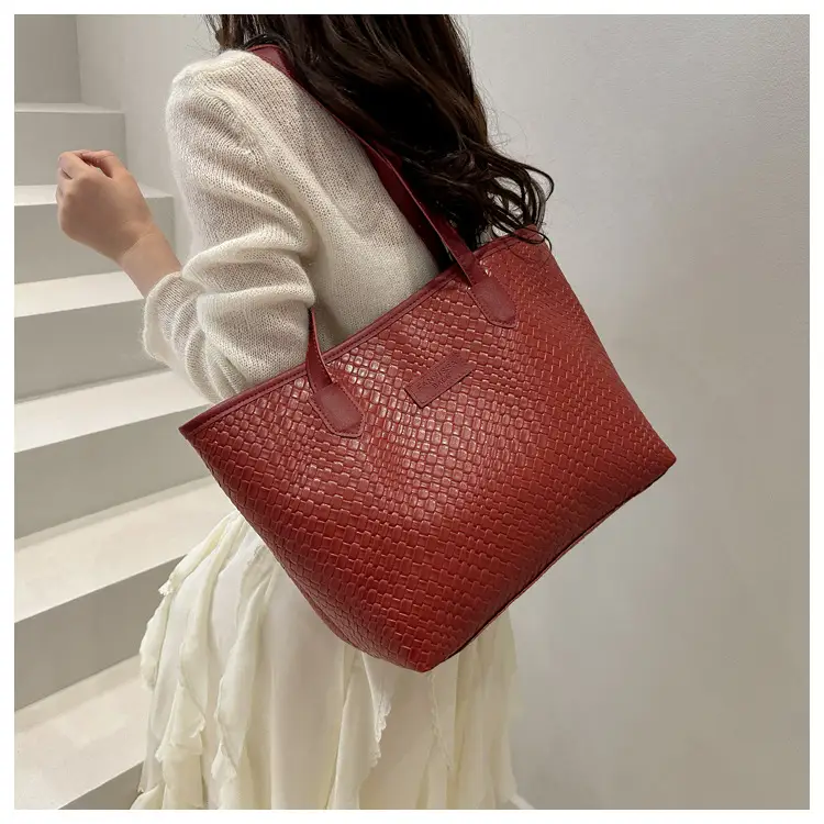 Black Woven Women's Large Tote Bag — feature 15