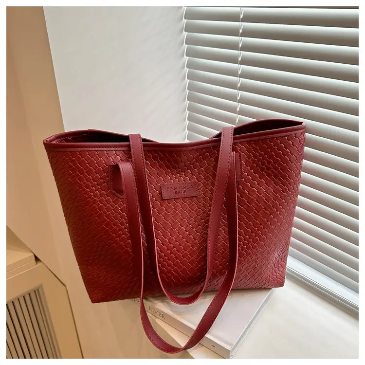 Black Woven Women's Large Tote Bag — feature 20