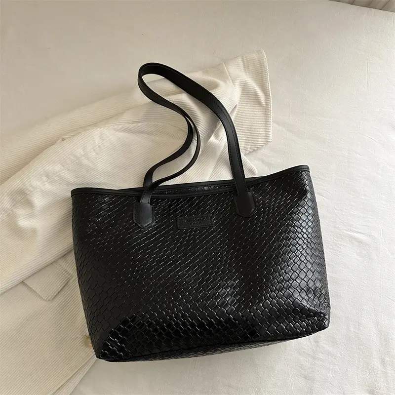 Black Woven Women's Large Tote Bag - Image 2