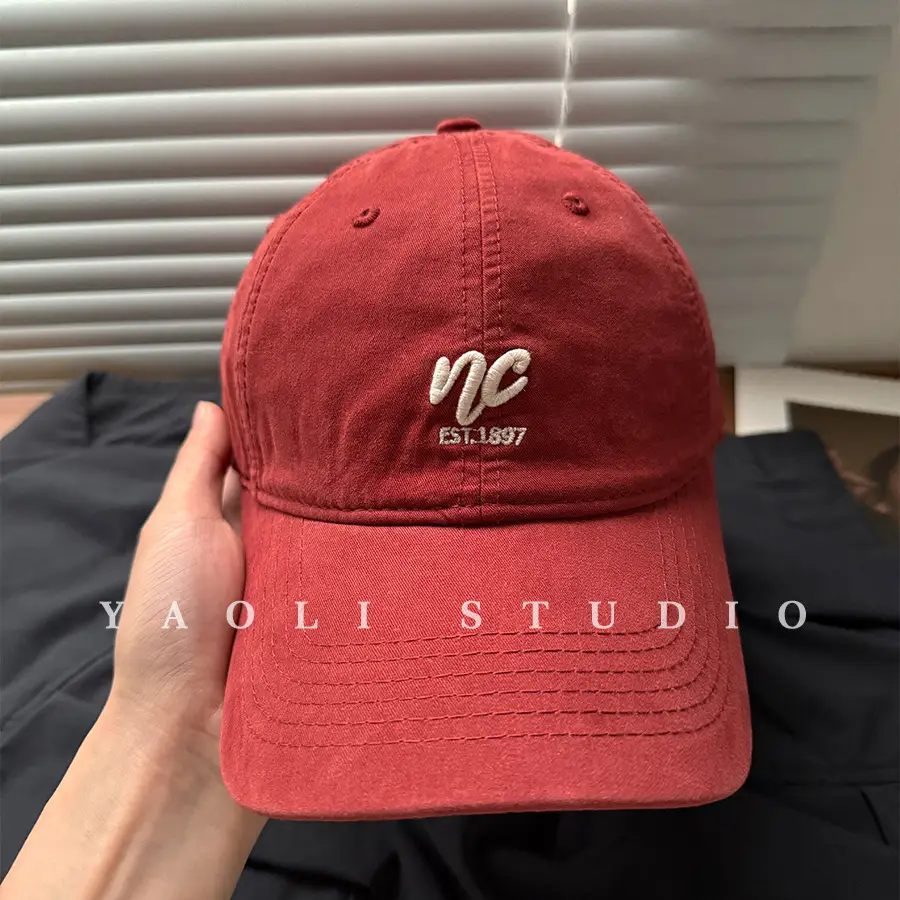Red Embroidered Baseball Cap for Women 2026 Spring - Image 43