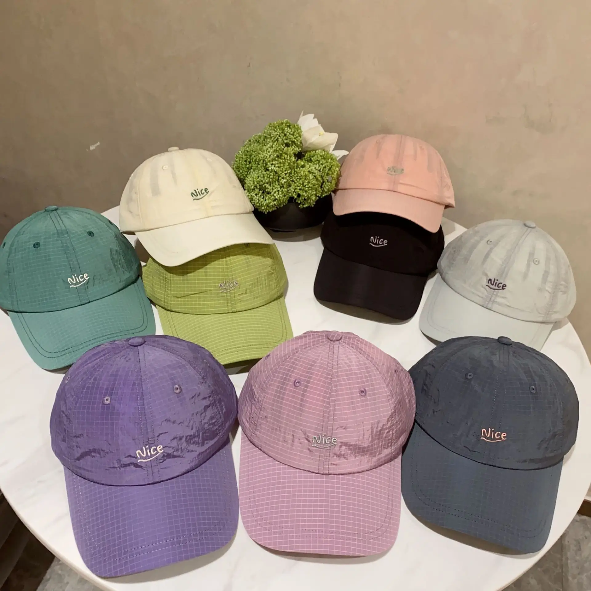 Women's Light Gray Embroidered Baseball Cap Spring Summer