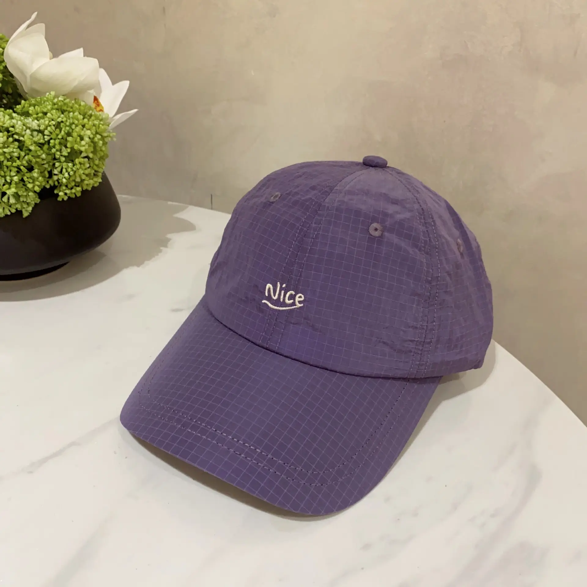 Women's Light Gray Embroidered Baseball Cap Spring Summer