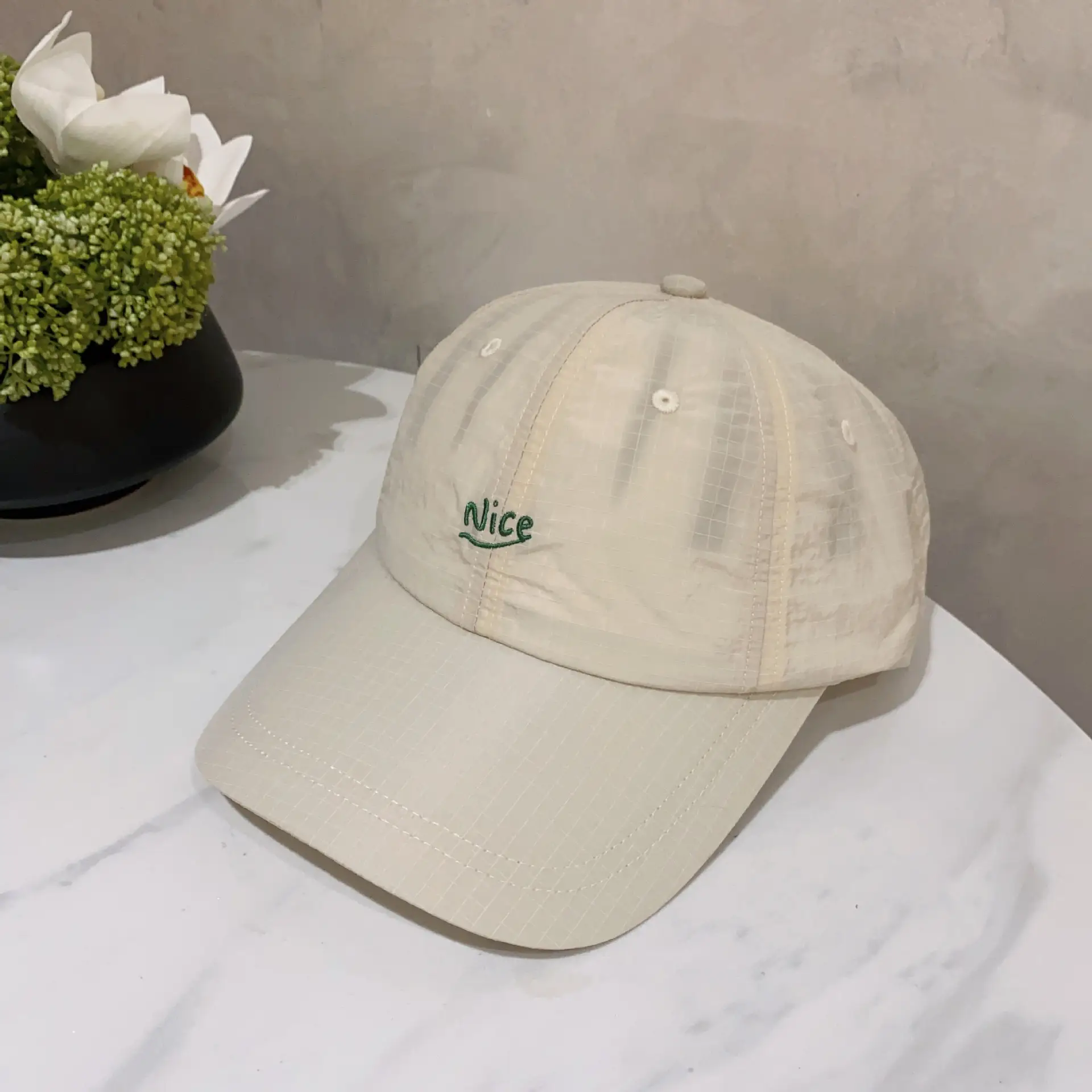 Women's Light Gray Embroidered Baseball Cap Spring Summer