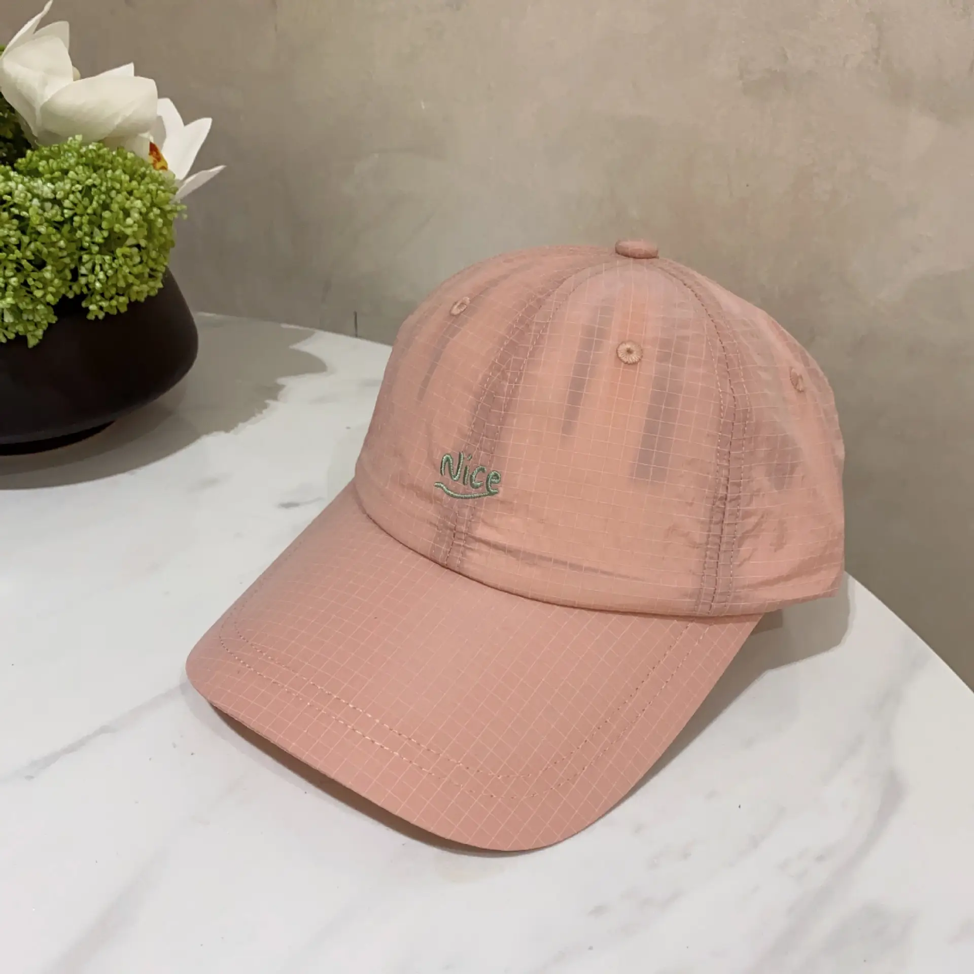Women's Light Gray Embroidered Baseball Cap Spring Summer