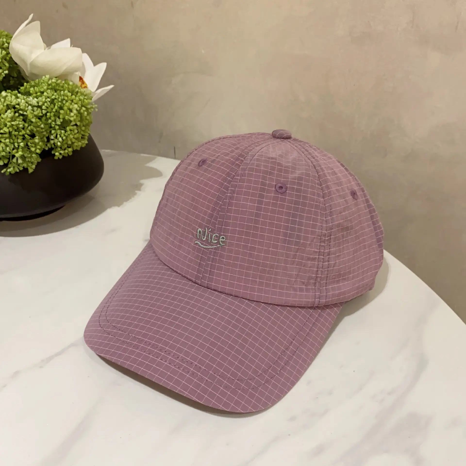 Women's Light Gray Embroidered Baseball Cap Spring Summer