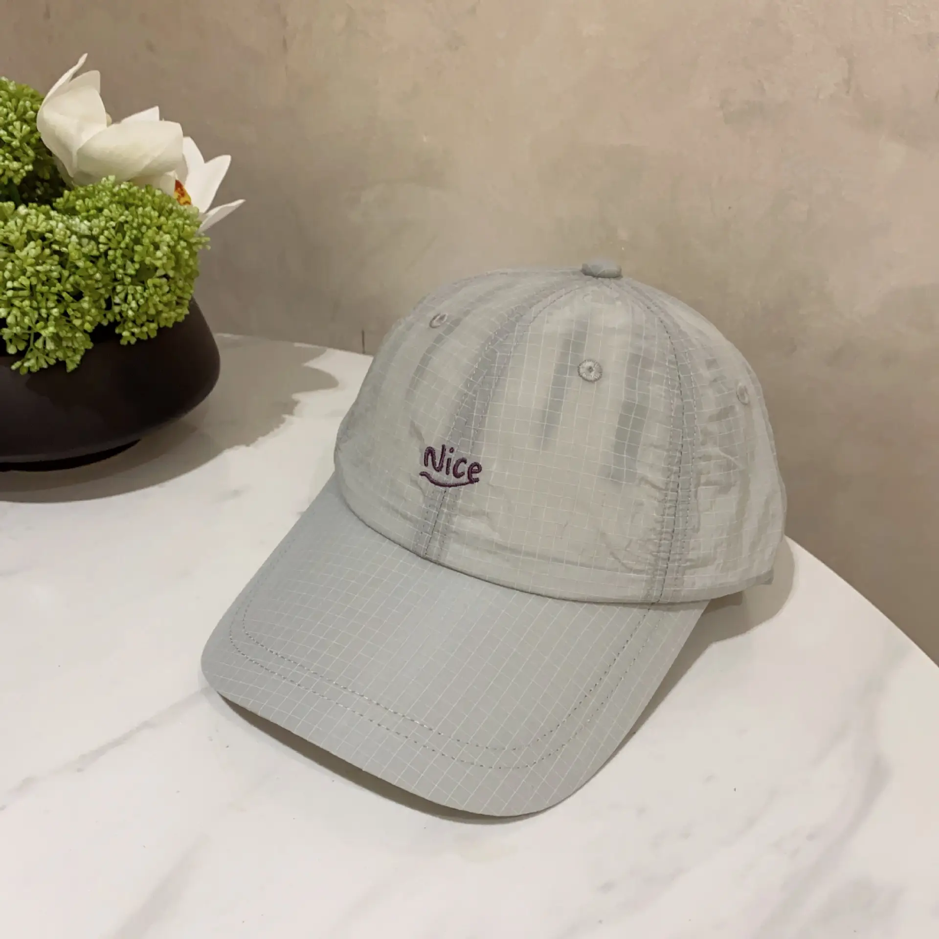 Women's Light Gray Embroidered Baseball Cap Spring Summer