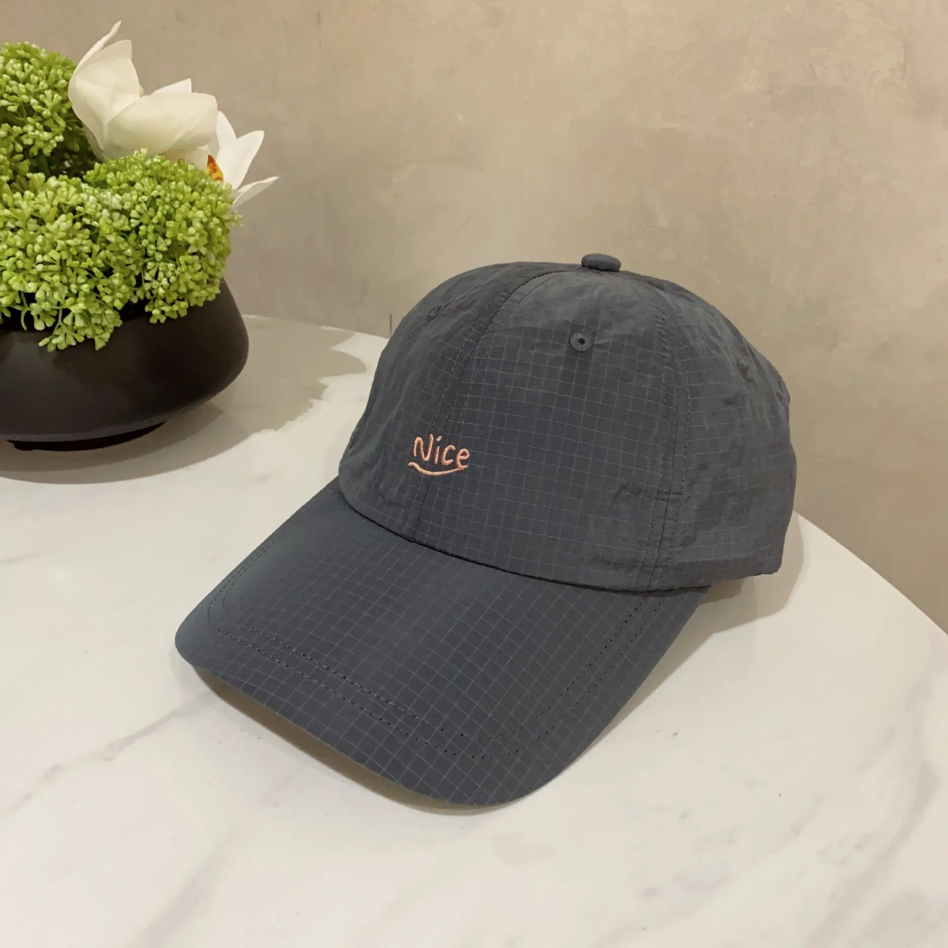 Women's Light Gray Embroidered Baseball Cap Spring Summer