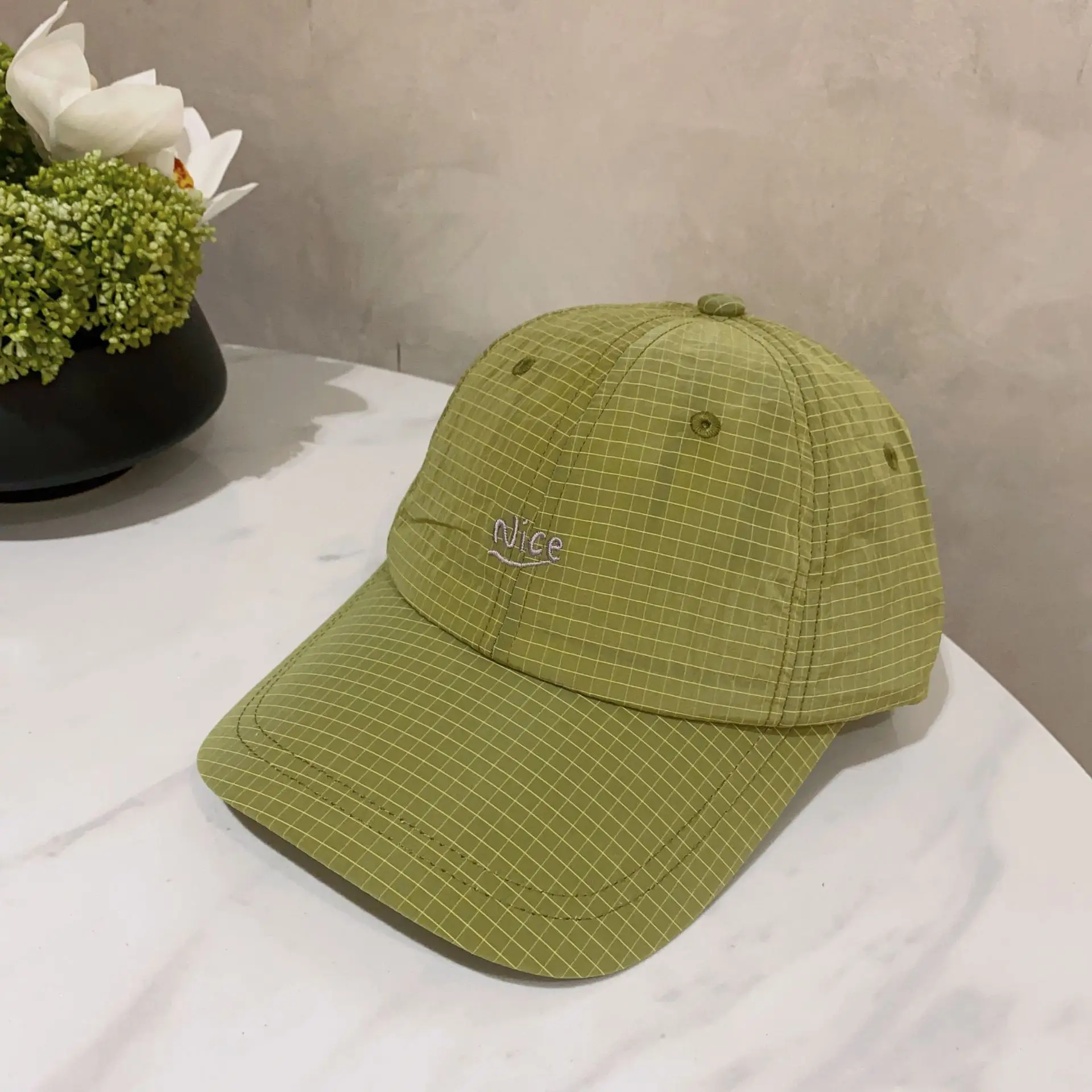 Women's Light Gray Embroidered Baseball Cap Spring Summer