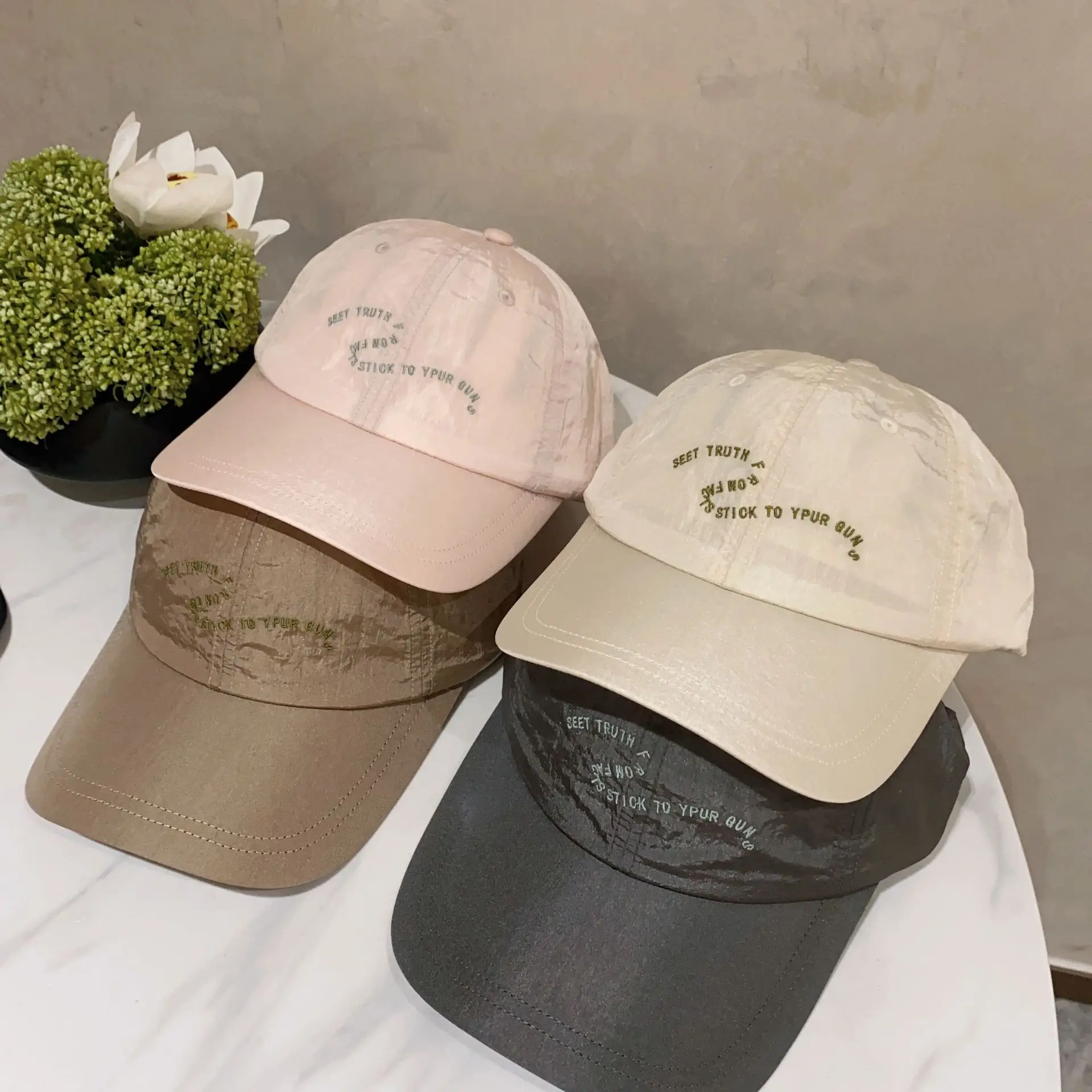 Men Women Embroidered Baseball Cap White Duck Cap - Image 9