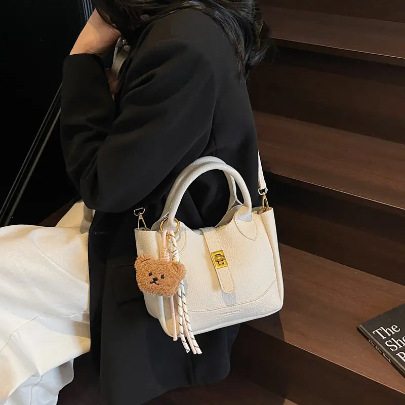 Women's Litchi Pattern Shoulder Crossbody Bag Tan 2025 - Image 8