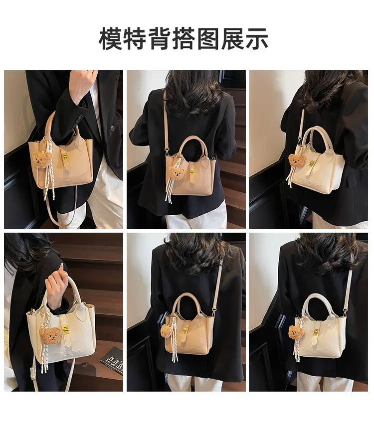 Women's Litchi Pattern Shoulder Crossbody Bag Tan 2025 — feature 11
