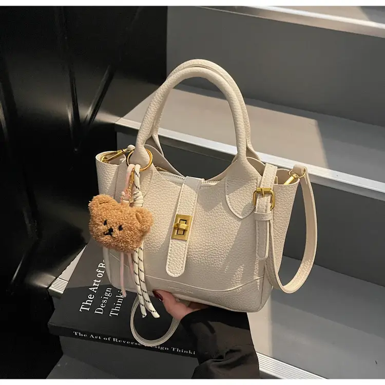 Women's Litchi Pattern Shoulder Crossbody Bag Tan 2025 — feature 16