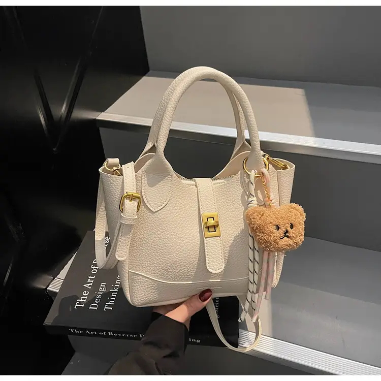 Women's Litchi Pattern Shoulder Crossbody Bag Tan 2025 — feature 17