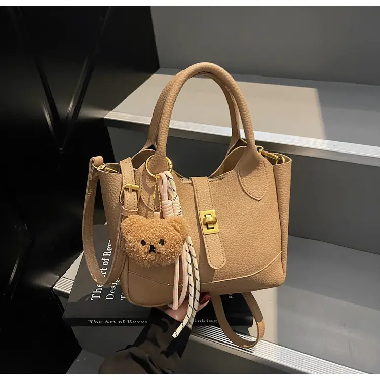 Women's Litchi Pattern Shoulder Crossbody Bag Tan 2025 — feature 18