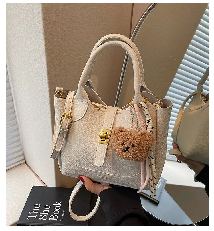 Women's Litchi Pattern Shoulder Crossbody Bag Tan 2025 — feature 2