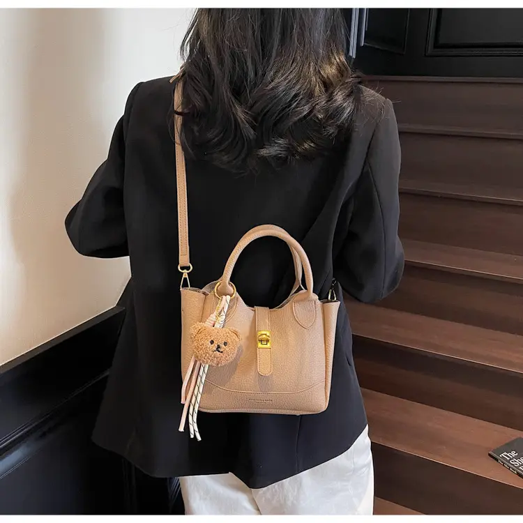 Women's Litchi Pattern Shoulder Crossbody Bag Tan 2025 — feature 20