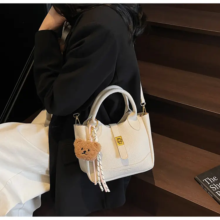 Women's Litchi Pattern Shoulder Crossbody Bag Tan 2025 — feature 27