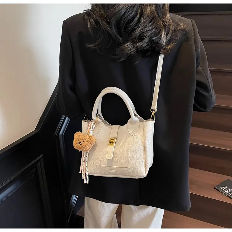 Women's Litchi Pattern Shoulder Crossbody Bag Tan 2025 — feature 28