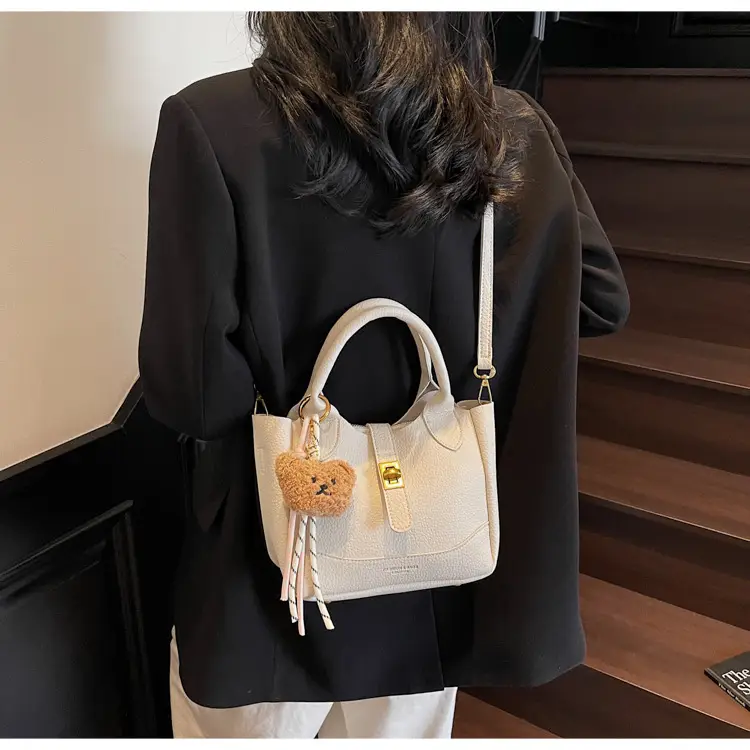 Women's Litchi Pattern Shoulder Crossbody Bag Tan 2025 — feature 29