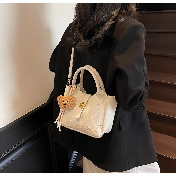 Women's Litchi Pattern Shoulder Crossbody Bag Tan 2025 — feature 31