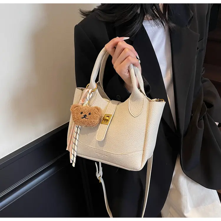 Women's Litchi Pattern Shoulder Crossbody Bag Tan 2025 — feature 32