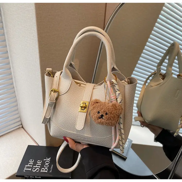 Women's Litchi Pattern Shoulder Crossbody Bag Tan 2025 — feature 33