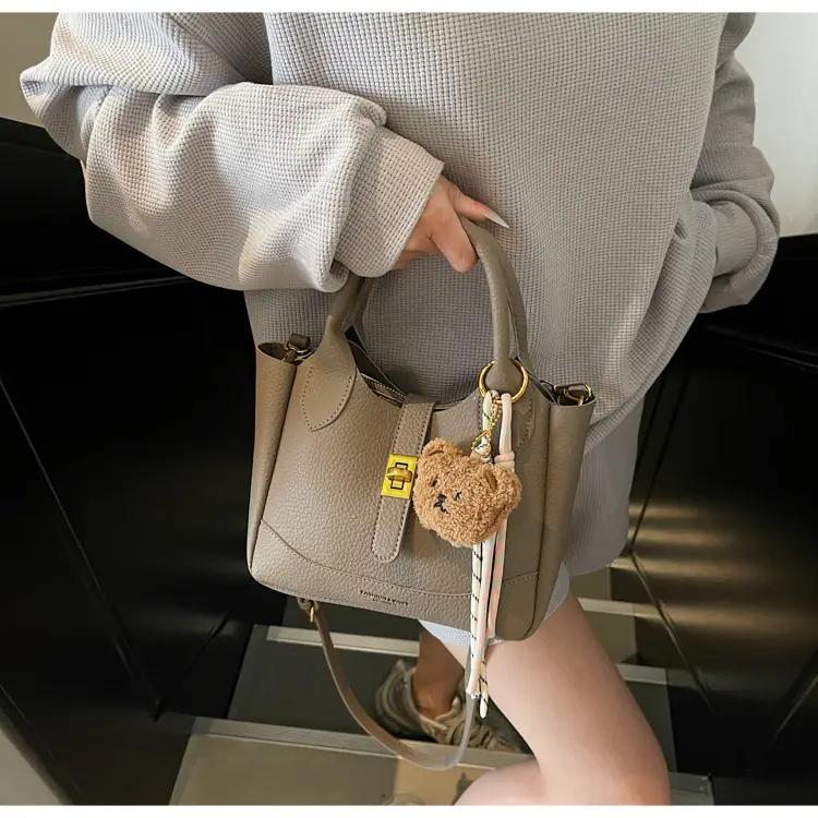 Women's Litchi Pattern Shoulder Crossbody Bag Tan 2025 — feature 36