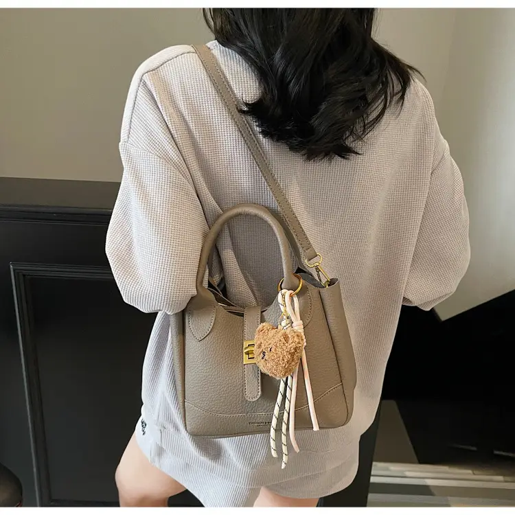 Women's Litchi Pattern Shoulder Crossbody Bag Tan 2025 — feature 37