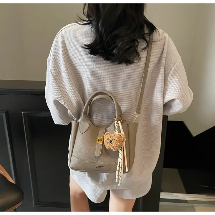 Women's Litchi Pattern Shoulder Crossbody Bag Tan 2025 — feature 38