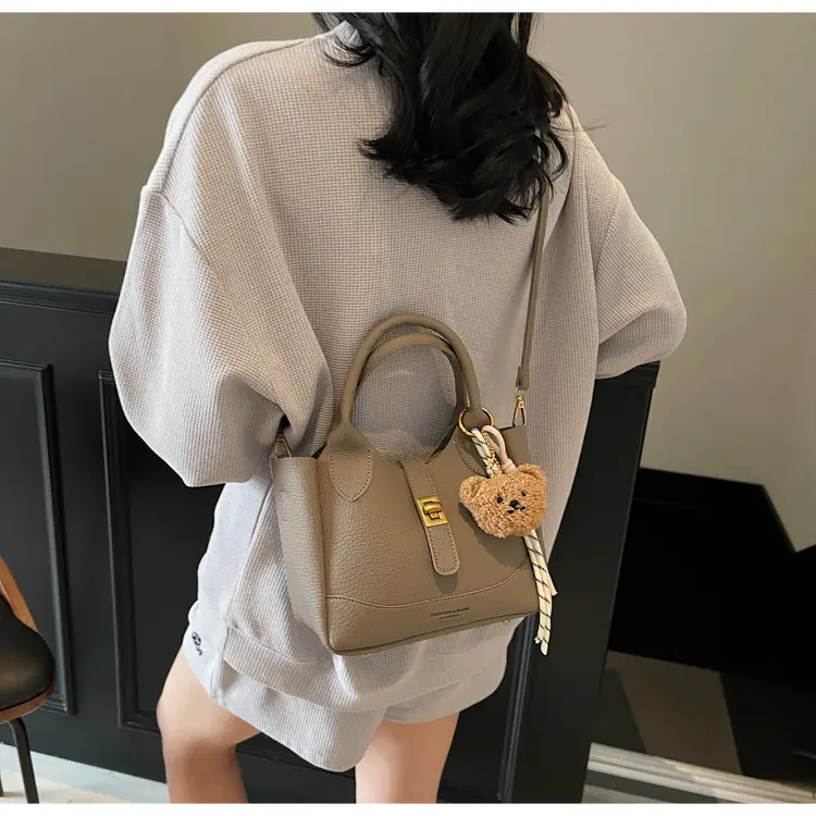 Women's Litchi Pattern Shoulder Crossbody Bag Tan 2025 — feature 39