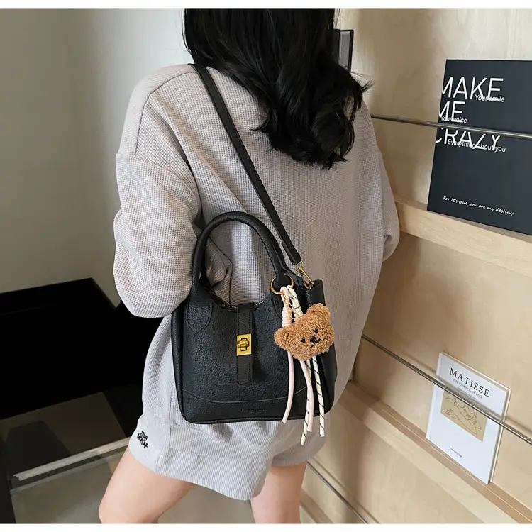 Women's Litchi Pattern Shoulder Crossbody Bag Tan 2025 — feature 41
