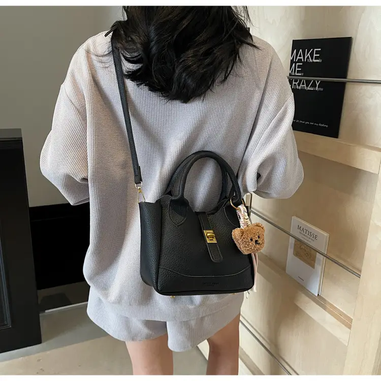 Women's Litchi Pattern Shoulder Crossbody Bag Tan 2025 — feature 44