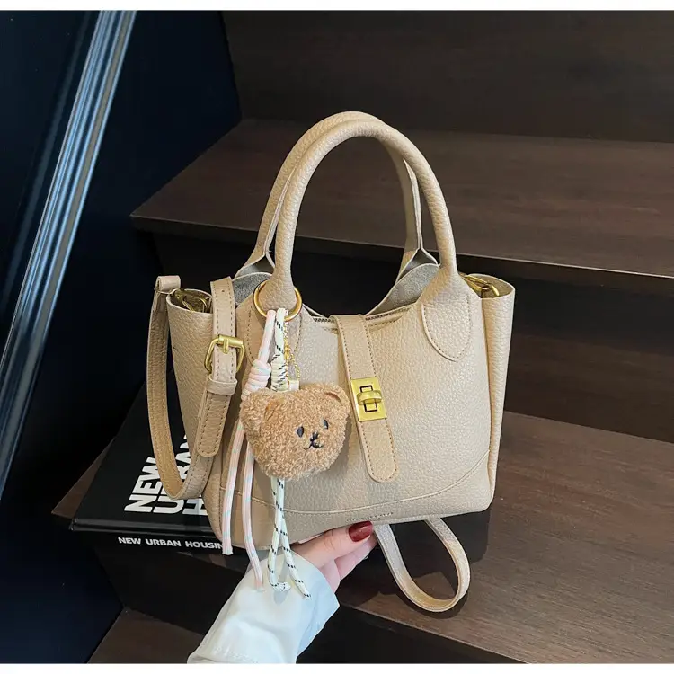 Women's Litchi Pattern Shoulder Crossbody Bag Tan 2025 — feature 46